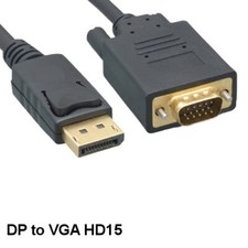KNTK 3ft DisplayPort 1.2 to VGA Cable 28 AWG Gold-Plated Connector DP HD15 Cord picture