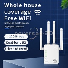 WiFi Extender 4-Antenna Strong Signal 1200Mbps Dual Band (5.8GHz/2.4GHz) Booster picture