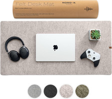 Nordik Large Felt Desk Mat – Stone Oat Beige – 35 X 17 Inch – Computer Desk Mat picture
