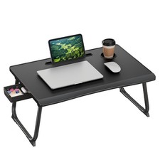 SONGMICS Foldable Lap Desk, Portable Bed Desk Table Tray w/Cup Holder Tray picture