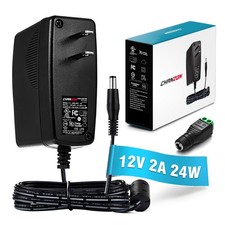 Chanzon 12V 2A 24W Power Supply 2.1(2.5) x5.5mm Plug AC DC 1 Pack, Black  picture