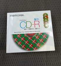 Memorex CD-R 5pk Holiday Version 52X 700MB 80min Sealed NEW picture