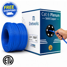 52Networks Cat6 Plenum Cable 1000FT Blue Solid Pure Copper UTP ETL Listed picture