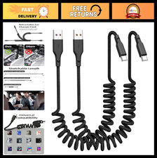 Coiled USB A to USB C CarPlay Cable 2-Pack, 3ft Fast Charge Cord for iPhone & Ma picture