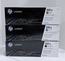 Genuine HP 201A Pack of 3 OEM LaserJet Toner Cartridges - Black, Magenta, Cyan, picture