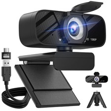 Full HD 1080P Webcam with Noise Cancellation, Privacy Cover, Wide-Angle Lens, US picture