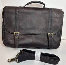 Samsonite Luggage Leather Slim Briefcase Black Laptop Bag Case (Unused) W/Strap picture