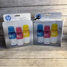 Lot of 2 Genuine HP 31 3Pack Cyan Magenta Yellow Ink Bottles 9C228AN Exp Nov/25 picture