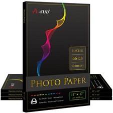 A-SUB Premium Luster Photo Paper 11X17 200 Sheets 66lb for Inkjet Printers Bulk picture