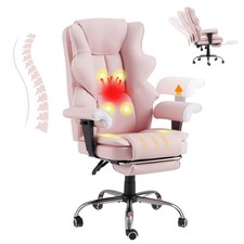 Heated Massage Executive Office Chair with Foot Rest Pink Large HOMREST picture