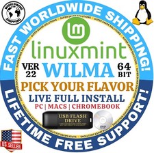 LINUX MINT OS 22 WILMA CINNAMON XFCE MATE LMDE6 64BIT | USB / DVD COMBOS picture