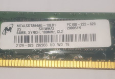 MICRON MEMORY 64MB SDRAM PC100   MT4LSDT864AG-10EB1 SEE PICTURE picture