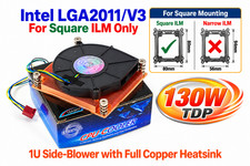 EverCool Square ILM LGA2011 V3 Low Profile 1U Copper CPU Heatsink Blower Fan picture