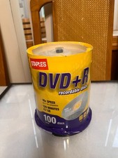 STAPLES NEW SEALED 100 DISC DVD+R RECORDABLE 120 MINUTE 16X 4.7 GB picture