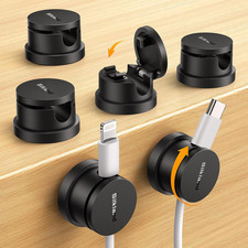 6 Pack Snap-Lock Cable Clips, 360° Rotatable Cord Holder for Desk picture