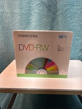 Memorex 05512 DVD Rewritable Media - DVD-RW - 4x - 4.70 GB - 10 Pack Jewel NOS picture