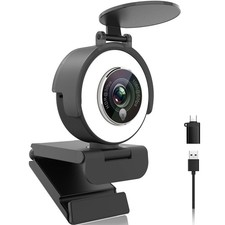 Angetube 1080p Webcam with Ring 1080P@60fps or HDR Mode, Black picture