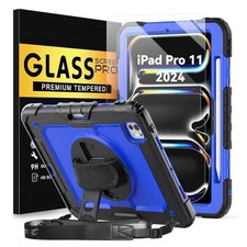 Blue Case for iPad Pro 11 Inch (2024) with Tempered Glass Screen Protector picture
