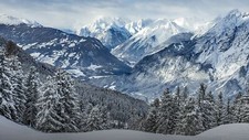 Landscape nature winter mountains snowy mountain trees Custom Gaming Mat Desk picture