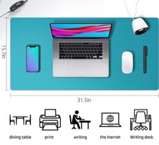 Aothia Eco PU Leather Desk Pad, Color: Turquoise,size:31.5