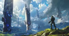 Landscape victor sales halo art video game master chief Custom Gaming Mat Desk picture