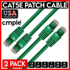 2 PCS Green Cat5e Patch Cable Cat5 Ethernet Cord RJ45 Connectors LAN UTP Wire picture