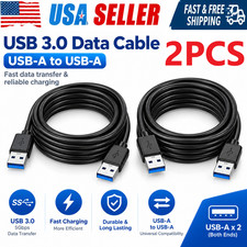 2x USB 3.0 A Male to A Male Cable Data Transfer Super Speed Power Charger Metal picture