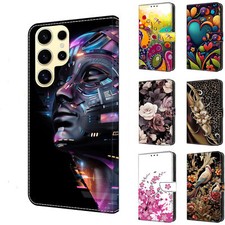 Flower Bird Robot Card Wallet Cover Case For A3 A5 A6 A8 J5 J7 J4 J6 A15 A16 picture