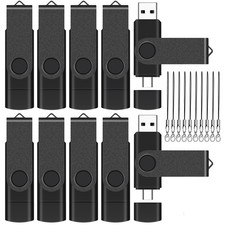 32GB 10-Pack 2-in-1 OTG USB Flash Drive Type-C & USB 2.0 - Black Storage Solutio picture