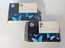 LOT OF 2 HP DESIGNJET 80 350ml, YELLLOW EXP. 2019- CYAN EXP. 2018 picture