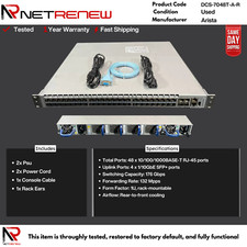 Arista DCS-7048T-A-R 48x 1GB RJ-45 4x 10GB SFP+ Network Switch R-F picture