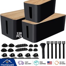 128PCS  Cable Management Kit: 3-Pack Organizer with Ties & Clips, Black picture