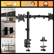 Dual Monitor Stand - Heavy Duty Adjustable Desk Mount for 2 Screens up to 32