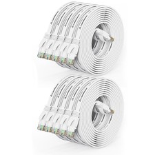 10 PCS 10 FT White Flat Cat6 30AWG OFC UTP 550MHz RJ45 Ethernet Cables picture