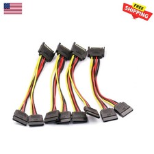 4-Pack 8-Inch SATA 15-Pin Power Splitters - Multi-Voltage & Braided Design picture