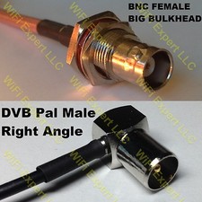 USA-CA RG174 BNC FEMALE BIG BULKHEAD to DVB Pal Male Angle Coaxial RF Pigtail C picture