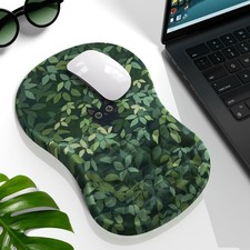 Cute Cat Ergonomic Mouse Pad With Wrist Rest Green Mat Fatigue Relief Office picture