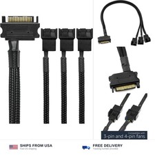 CRJ 15-Pin SATA to 3 PC Fan Power Adapter Cable - 12-inch (30cm), Black Sleev... picture