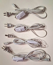 Lot of 4 White 6FT Power Cords Inline On/Off Switch 2 Prong 3 Hole Plug 10A 125V picture