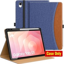 MoKo Denim Blue & Brown Case for Samsung Galaxy Tab S11 2025 11-Inch, S Pen Hold picture