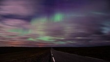 Landscape road night aurorae asphalt long sky outdoors Custom Gaming Mat Desk picture