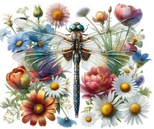 DRAGONFLY DAISY WILD FLOWER #02 COMPUTER MOUSE PAD  9 x 7 picture
