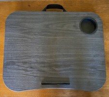 LapGear Cup Holder Lap Desk with Device Ledge  Fits up to 14 in. Gray Woodgrain picture