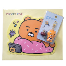 Kakao Friends Ryan Desk Combo: 64GB USB 3.1 Figure Keyring & Mouse Pad Set NEW picture