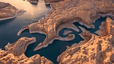 Landscape aerial view drone photo nature lake powell Custom Gaming Mat Desk picture