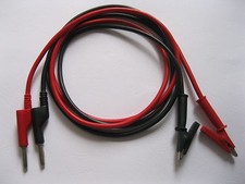 1 Set Copper Banana Plug To Alligator Clip Silicone Cable High Voltage 1m New picture