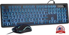 Teclado y ratón con cable retroiluminados en tres colores para negocios y juegos picture