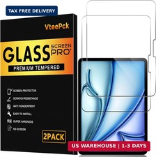 2 Pack 9H Tempered Glass for iPad Air 11 Inch M4/M3/M2, HD Clear picture