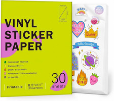 Clear Printable Vinyl Sticker Paper for Inkjet Printer, 30 Sheets | picture