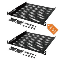2 PCS 0.5U Rack Mount Shelf 10 Inch Server 7.87 Inch Deep Vented Tray Black picture